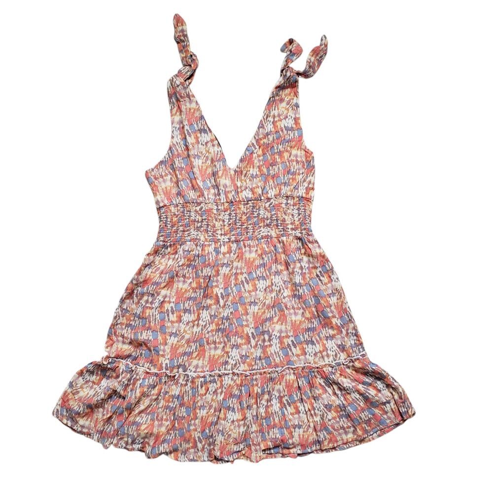 Gypsies & Moondust Mini Sun Dress Small Geometric Tie Shoulder Boho - Picture 10 of 10